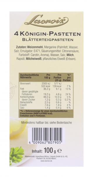 Lacroix Königin Pasteten