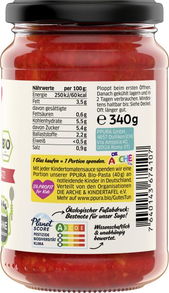 Ppura Bio Kinder Tomatensauce ohne Zuckerzusatz