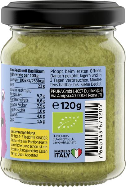 Ppura Bio Kinder mildes Pesto Verde