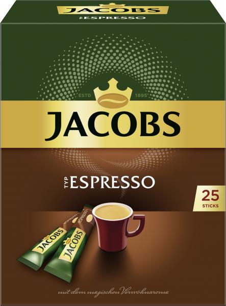 Jacobs löslicher Kaffee Typ Espresso, 25  Instant Kaffee Sticks
