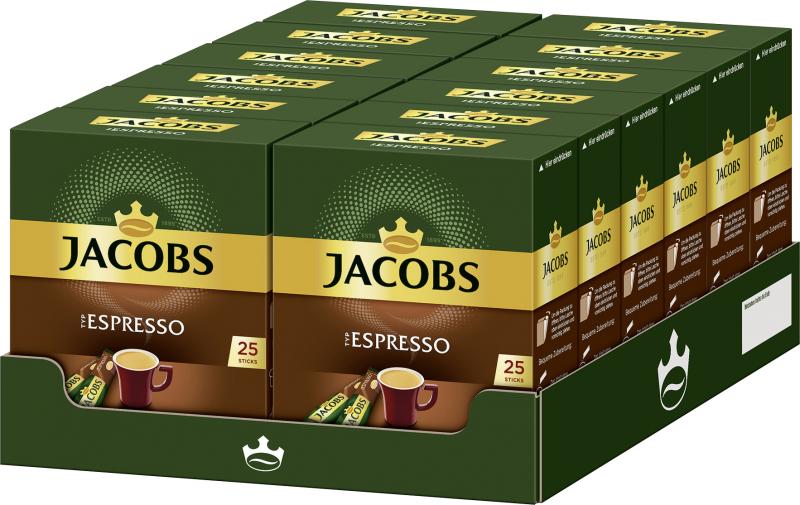 Jacobs löslicher Kaffee Typ Espresso, 25  Instant Kaffee Sticks 
