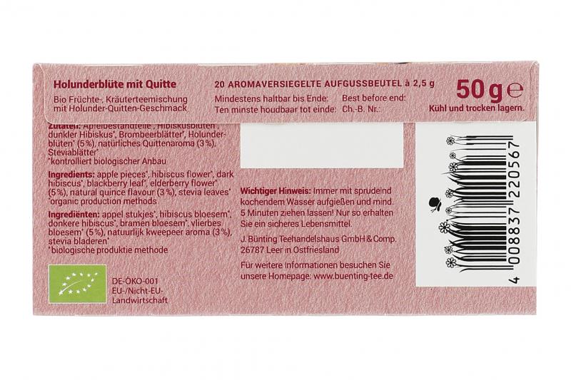 Bünting Tee Bio Holunderblüte Quitte