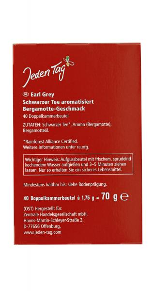 Jeden Tag Earl Grey Schwarzer Tee aromatisch