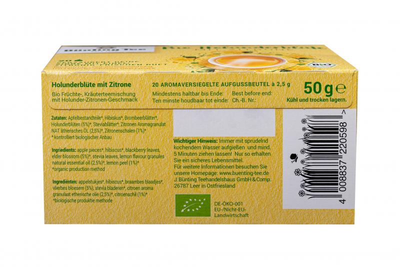 Bünting Tee Bio Holunderblüte mit Zitrone