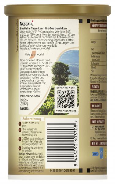 Nescafe Typ Cappuccino weniger Süß