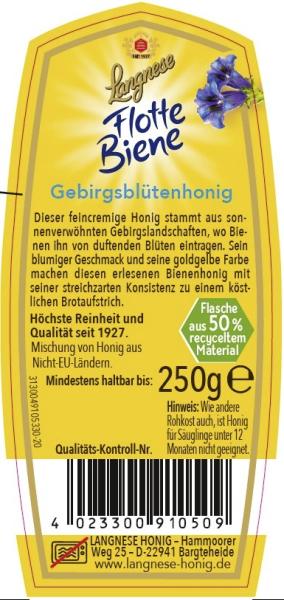 Langnese Flotte Biene Gebirgsblütenhonig