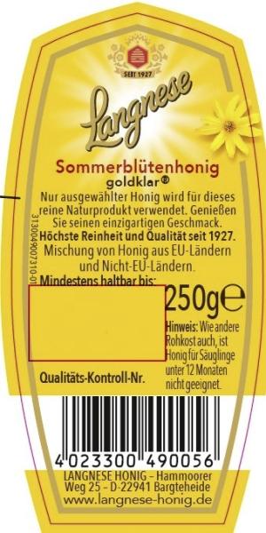 Langnese Honig Sommerblüte goldklar