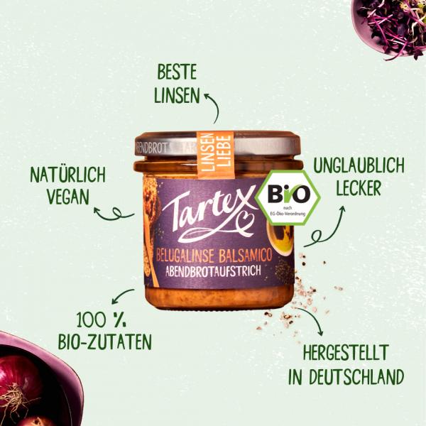 Tartex Bio Linsen Liebe Belugalinse Balsamico Abendbrotaufstrich