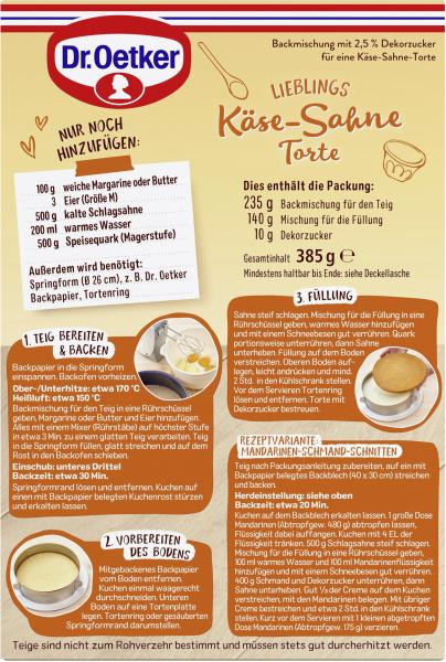 Dr. Oetker Lieblings Käse-Sahne Torte