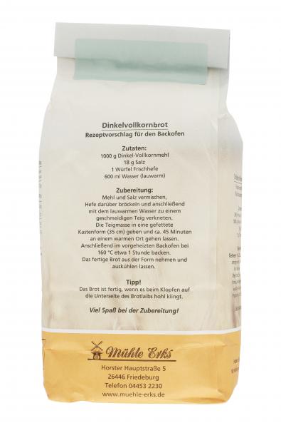 Mühle Erks Bioland Vollkorn Dinkelmehl