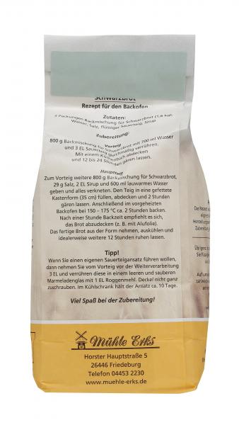 Mühle Erks Bioland Backmischung für Schwarzbrot