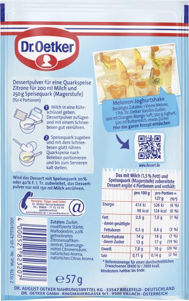 Dr. Oetker Quarkfein Zitrone