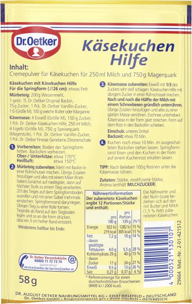 Dr. Oetker Käsekuchen Hilfe