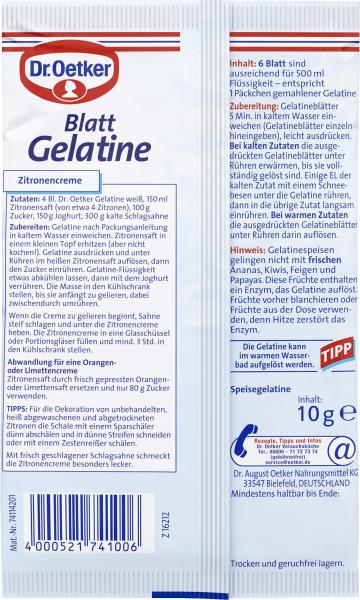 Dr. Oetker Blattgelatine weiß