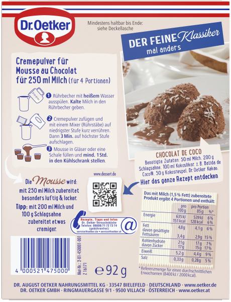 Dr. Oetker Mousse au Chocolat klassisch