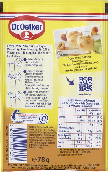 Dr. Oetker Aranca Joghurt-Dessert Aprikose-Maracuja