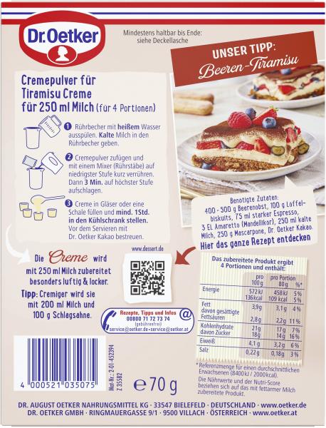 Dr. Oetker Creme Tiramisu