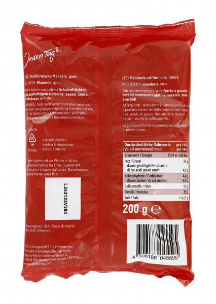 Jeden Tag Kalifornische Mandeln ganz