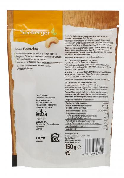 Seeberger Cashewkerne geröstet & gesalzen