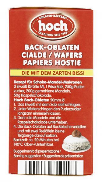 Hoch Back-Oblaten 50mm