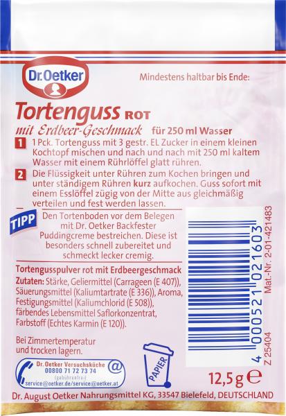 Dr. Oetker Tortenguss rot ungezuckert Erdbeer Geschmack