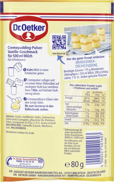 Dr. Oetker Galetta 1 Minuten Cremepudding Vanille