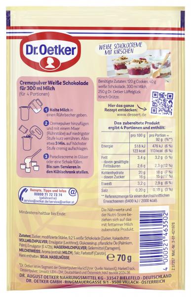 Dr. Oetker Paradies Creme Weiße Schokolade