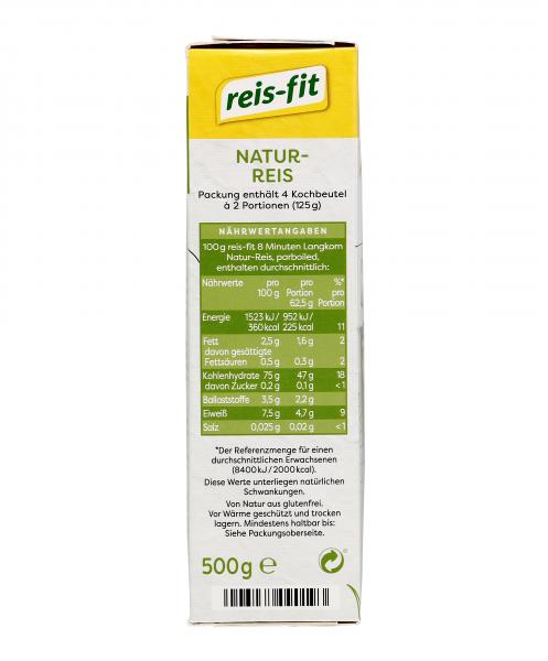 Reis-fit 8 Minuten Natur-Reis Kochbeutel