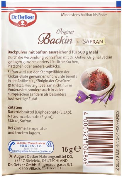 Dr. Oetker Backin mit Safran