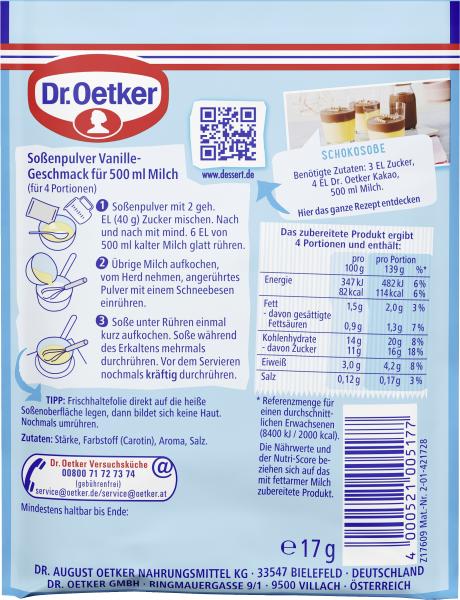Dr. Oetker Dessert Soße zum Kochen Vanille