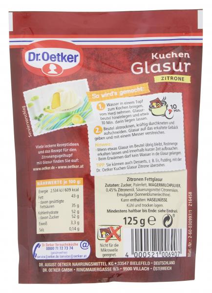 Dr. Oetker Kuchen Glasur Zitrone