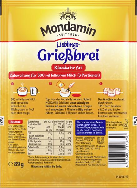 Mondamin Lieblings-Grießbrei klassische Art