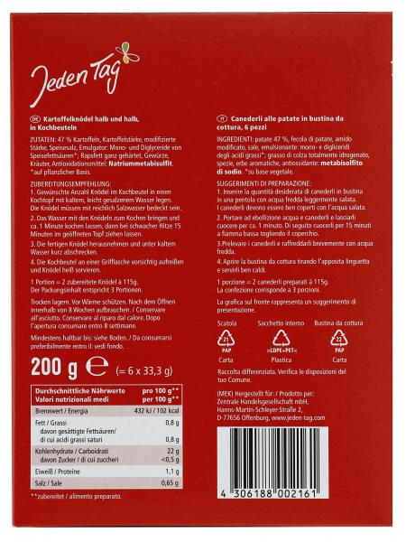 Jeden Tag Kartoffelknödel halb und halb in Kochbeuteln