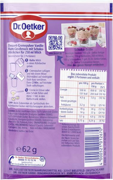 Dr. Oetker nach Art Herrencreme mit Schoko-Stückchen