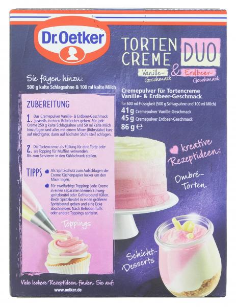 Dr. Oetker Tortencreme Duo Vanille & Erdbeergeschmack