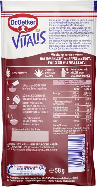 Dr. Oetker Vitalis Porridge Apfel-Zimt