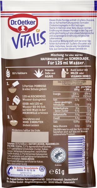 Dr. Oetker Vitalis Porridge Schokolade