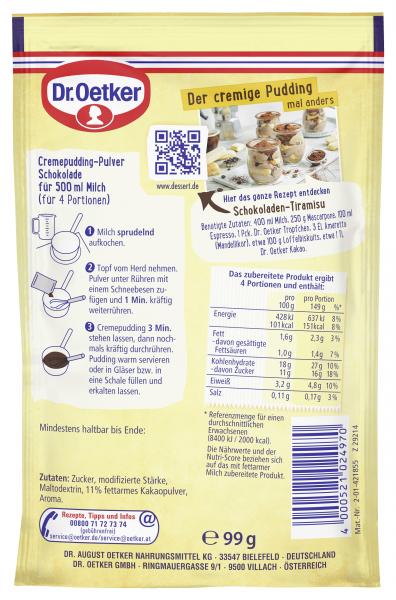 Dr. Oetker Seelenwärmer Familien Cremepudding Schokolade