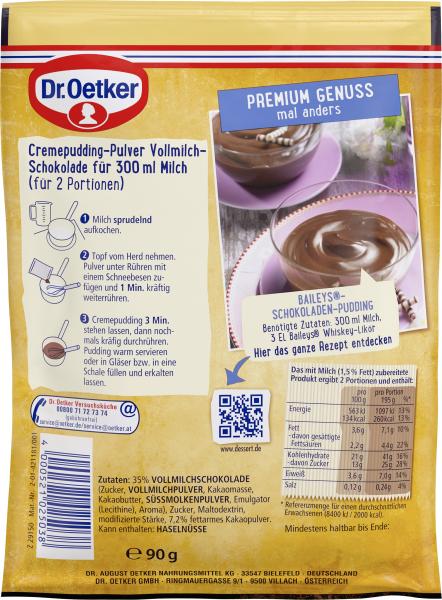 Dr. Oetker Seelenwärmer Gourmet Cremepudding Vollmilch-Schokolade