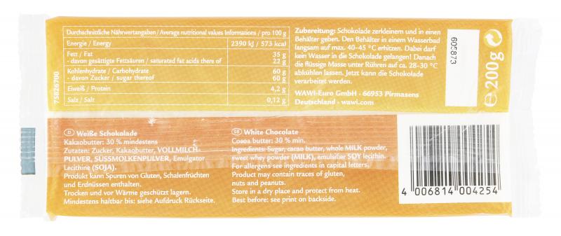 Wawi Kuvertüre weiße Schokolade