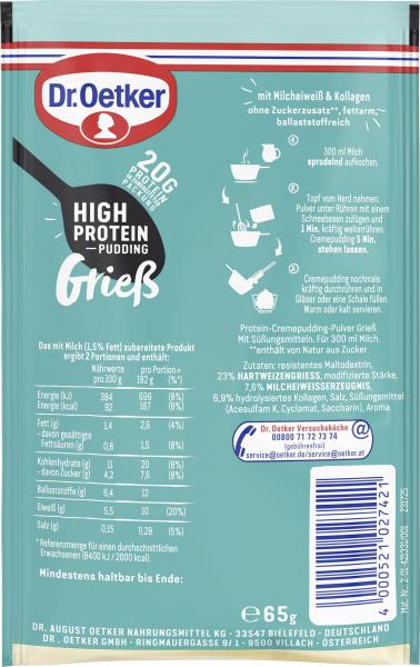 Dr. Oetker High Protein Pudding Grieß