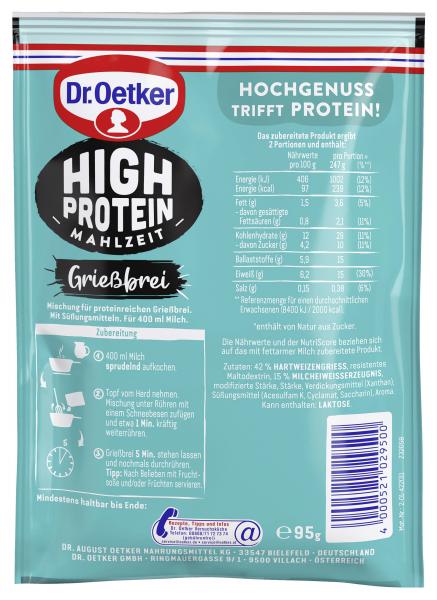 Dr. Oetker Mahlzeit High Protein Grießbrei