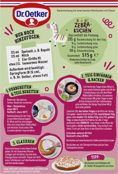 Dr. Oetker Bunter Zebrakuchen