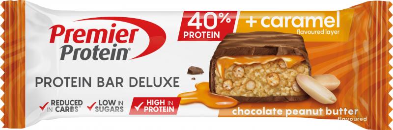 Premier Protein Bar Deluxe Protein Chocolate Peanut Butter +Caramel 40% Protein