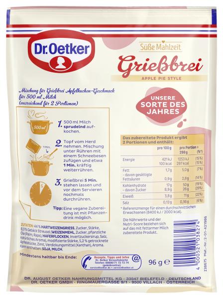 Dr. Oetker Grießbrei Apple Pie Style