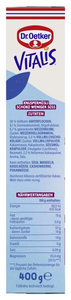 Dr. Oetker Vitalis Weniger Süß Müsli Knusper Schoko