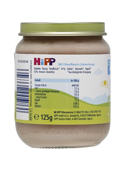 Hipp Bio-Rindfleisch Zubereitung