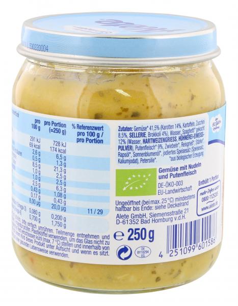 Alete Gemüse mit Spaghetti & Pute