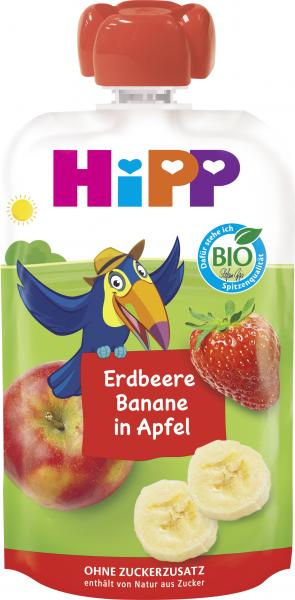 Hipp Hippis Quetschbeutel Erdbeere-Banane in Apfel