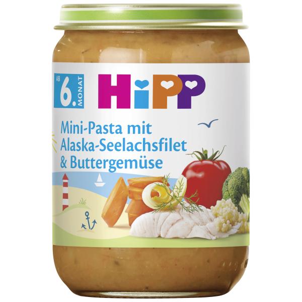 Hipp Mini-Pasta mit Alaska-Seelachsfilet & Buttergemüse